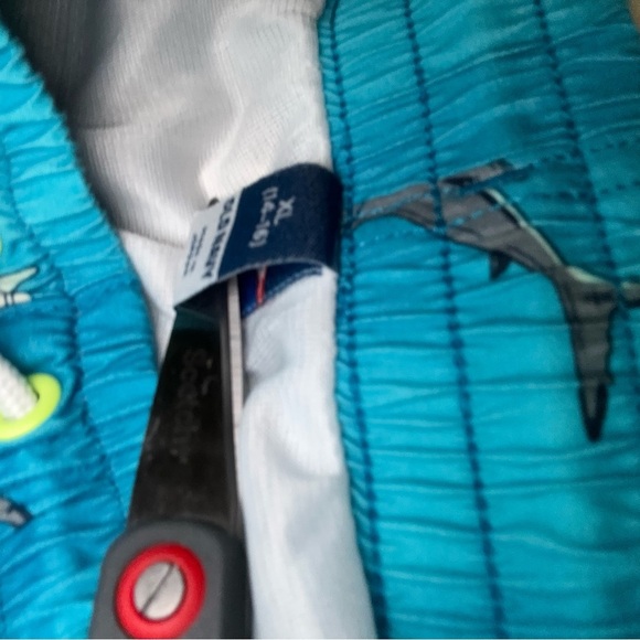 Old Navy Teal Shark Print Swim Shorts - Picture 5 of 5